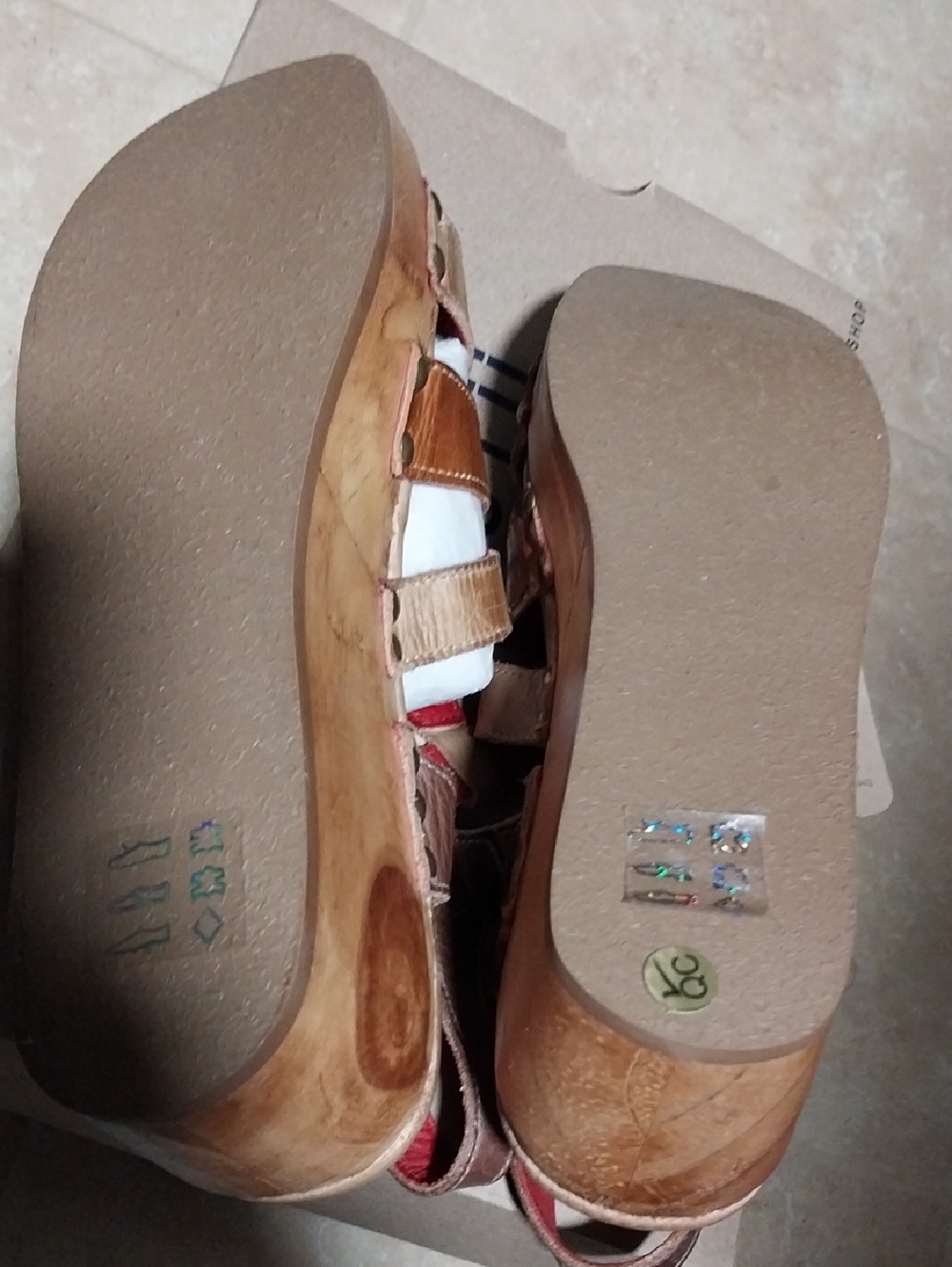 Bed Stu Tan, Brown & Camel Leather Platform Sandals - Picture 6 of 10